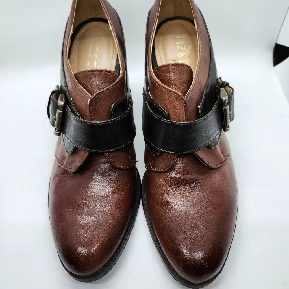 Liz&Co Chelsea Heels Buckle Two Tone‎ Brown Womans Size 7M